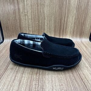 Kuru Loft Mens Size 9.5 M Black Classic Suede Moccasin Slippers Shoes